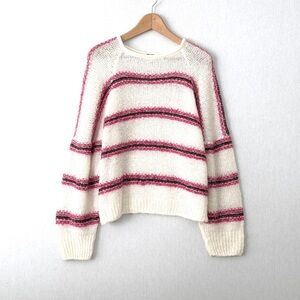 Free People Alpaca Hockley Stripe Long Sleeve Sweater